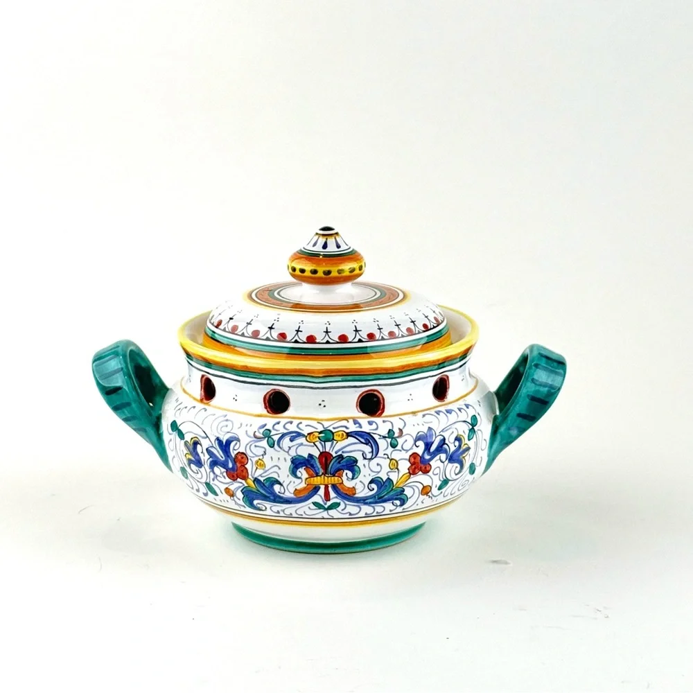 Ricco Deruta Italian Ceramic Garlic Storage Jar with Lid.